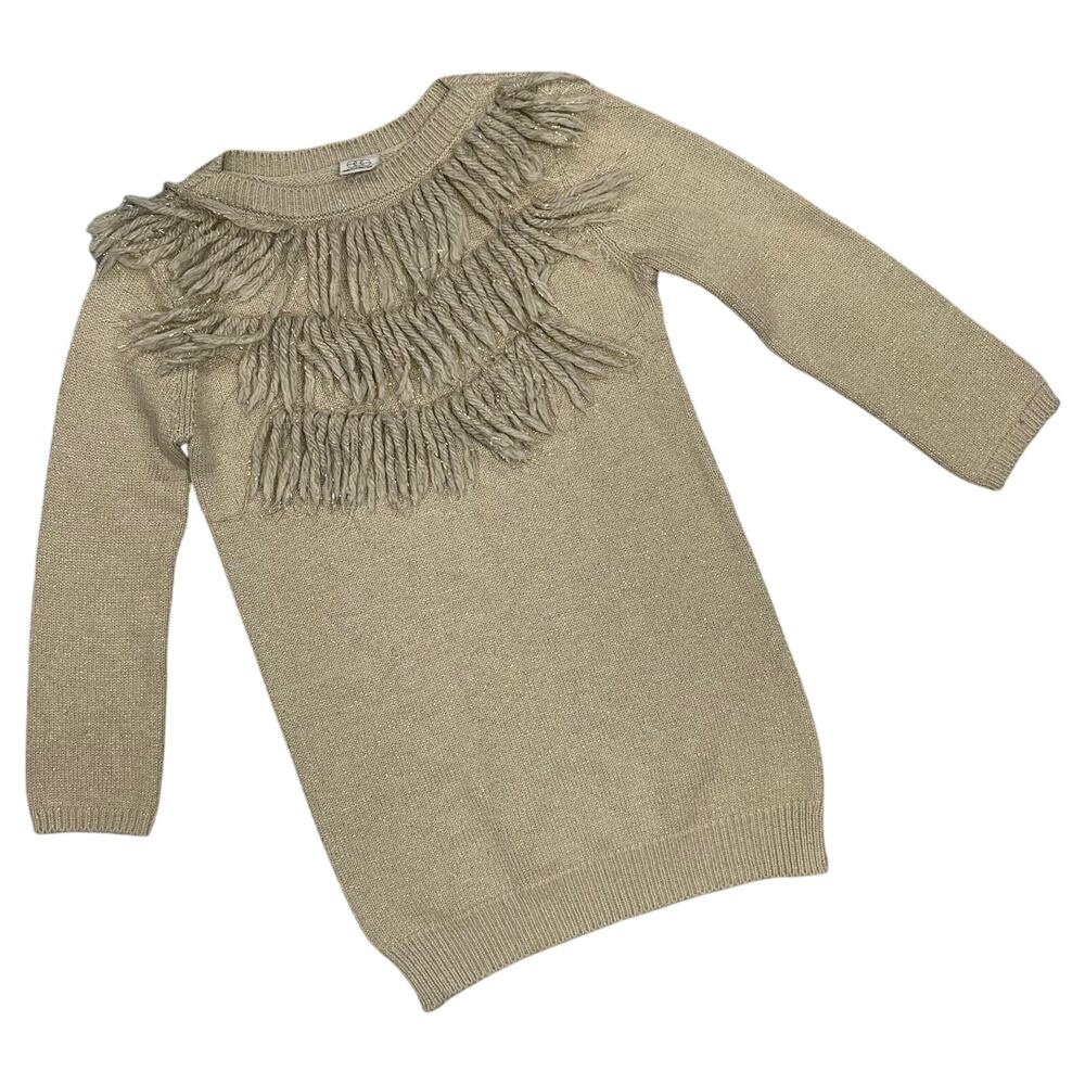 Egg New York Fringe Metallic Sweater Gold Susan Lazar 6 Years Pullover